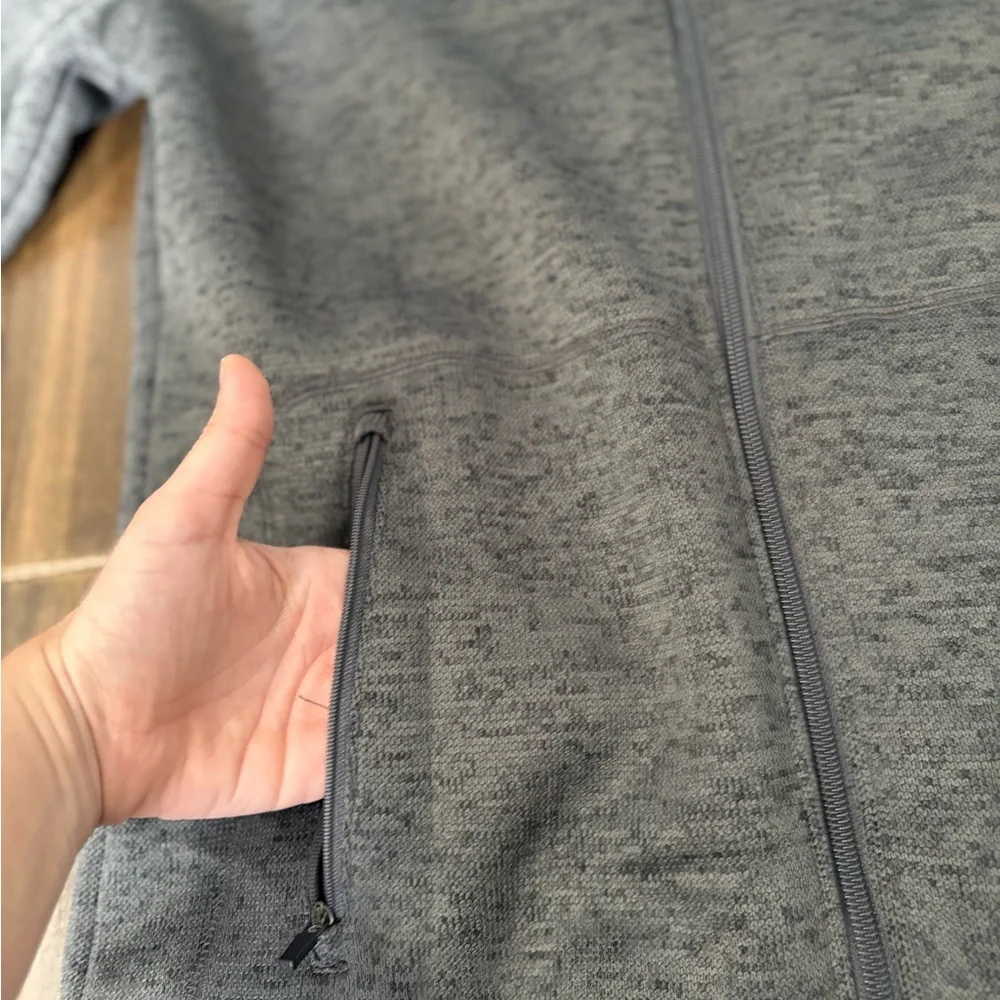 Sz M Gray Mock Neck Full-Zip Jacket Fleece Lined Warmth Zippered Pockets